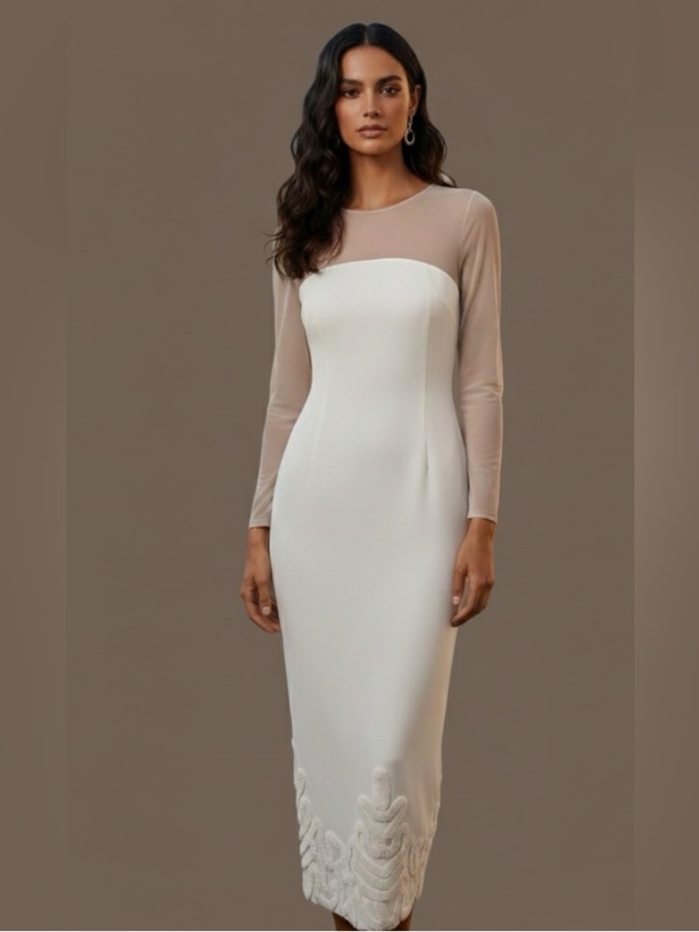 Antonio Melani x Elizabeth Damrich Babe Mesh Crepe Soutache Full Length Dress